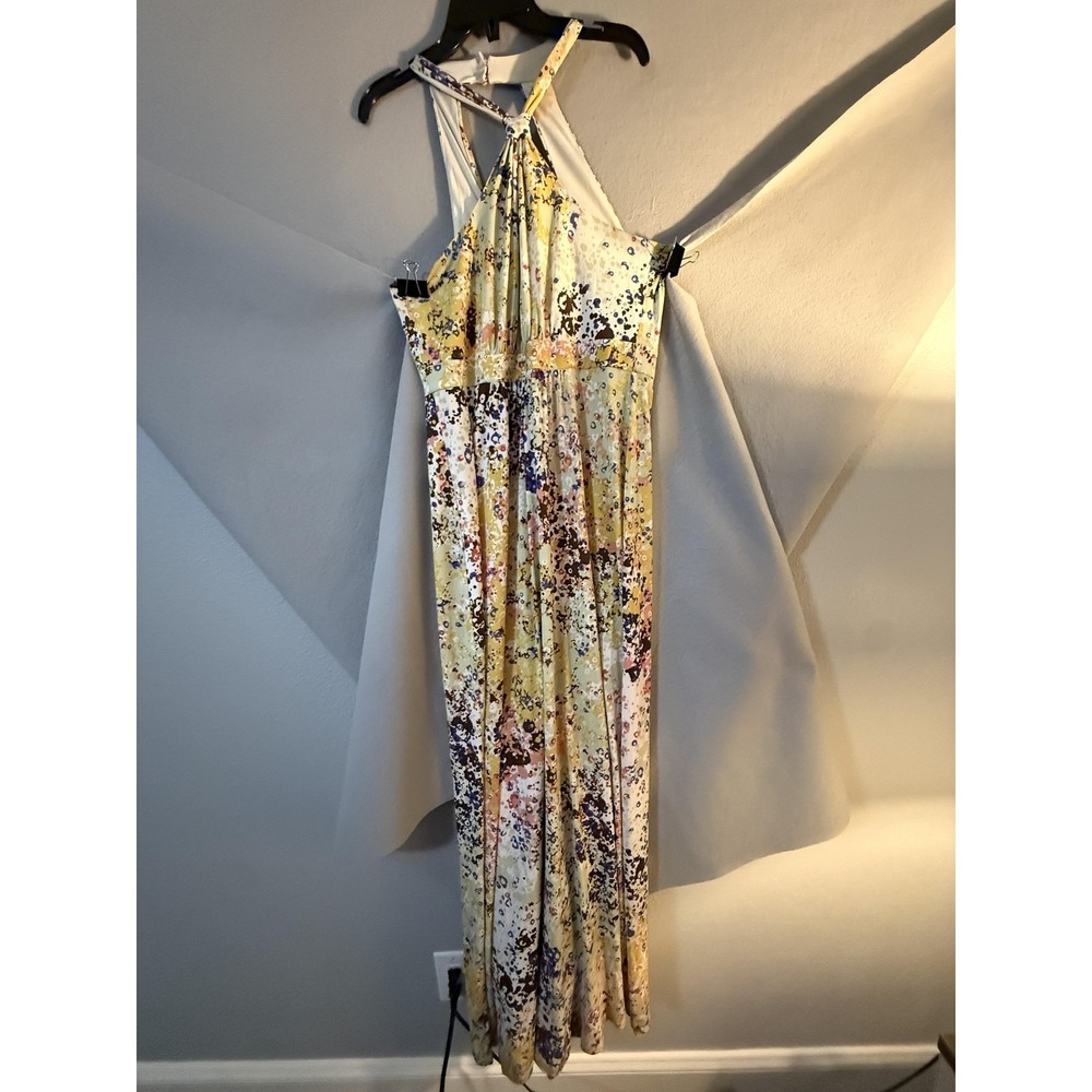 GUESS Dress Womens 12 Multicolor Floral Halter Maxi‎ Jersey Strappy Summer Party